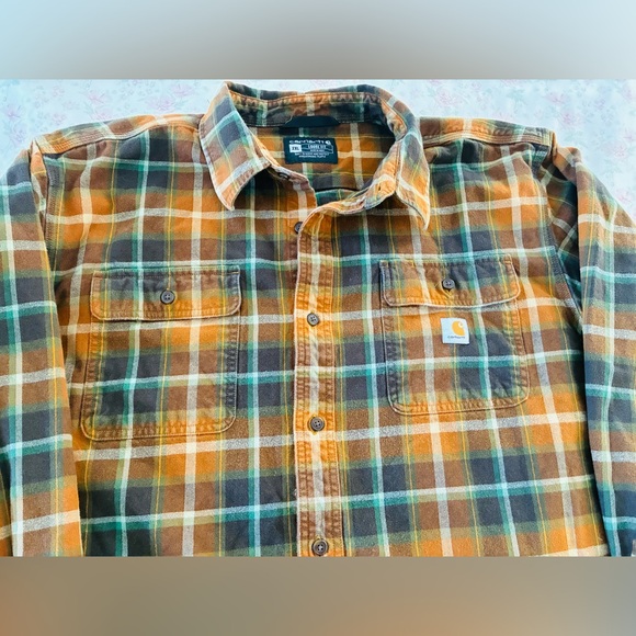 Carhartt Men's Loose Fit Heavyweight Flannel Long-Sleeve Plaid Shirt 2X - Picture 3 of 7